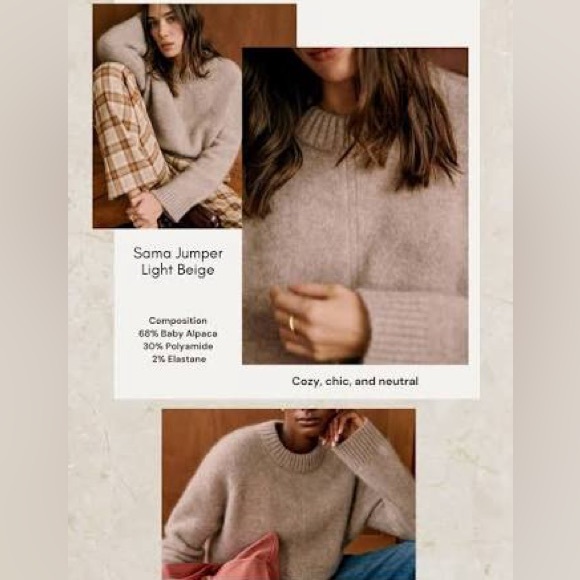 SEZANE Neutral Soft Cream Beige Alpaca Wool Sweater Pullover Sama Jumper - Picture 6 of 10